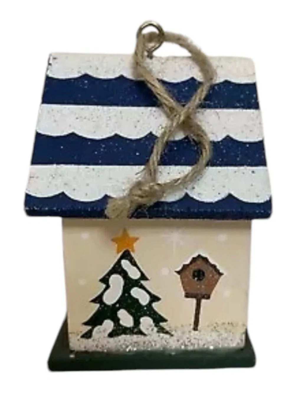 Vintage Snowman Birdhouse Ornament Hand Painted Farmhouse Rustic Christmas 4